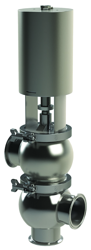 Single-seat divert valve with clamp ends