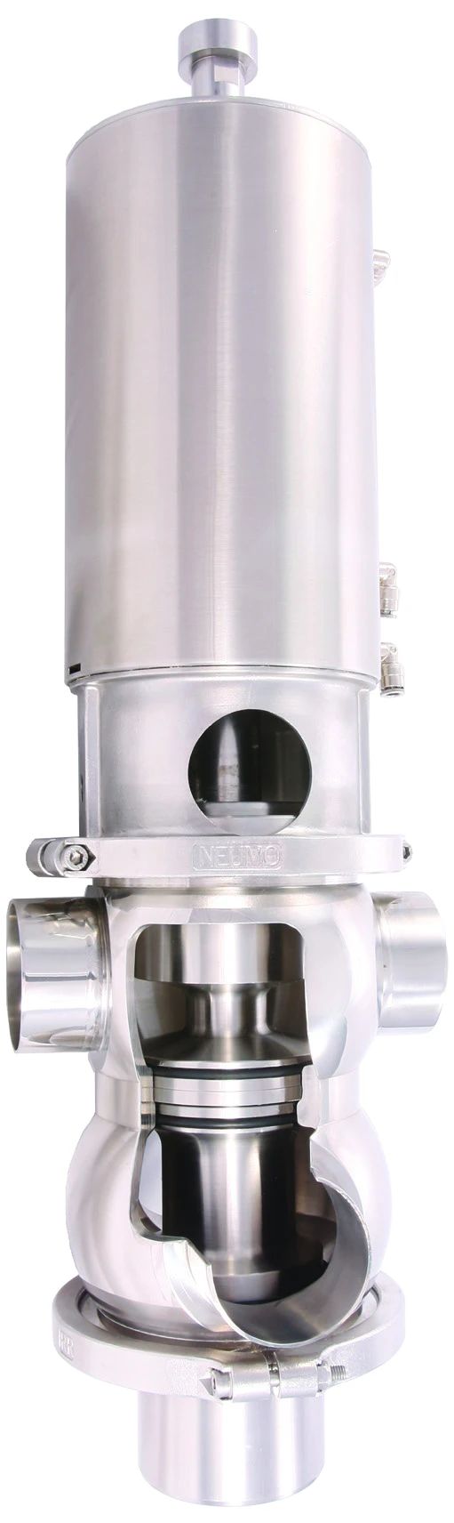 Cutaway of a double-seat mix-proof valve