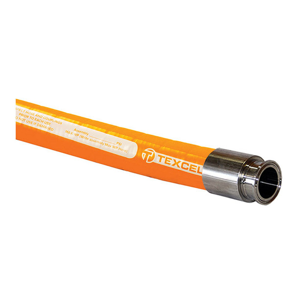 Texcel orange sanitary hose with a Tri-Clamp ferrule