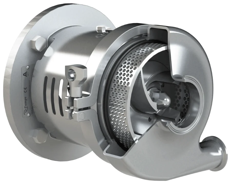 Cutaway of a Q-Pumps QIM in-line mixer